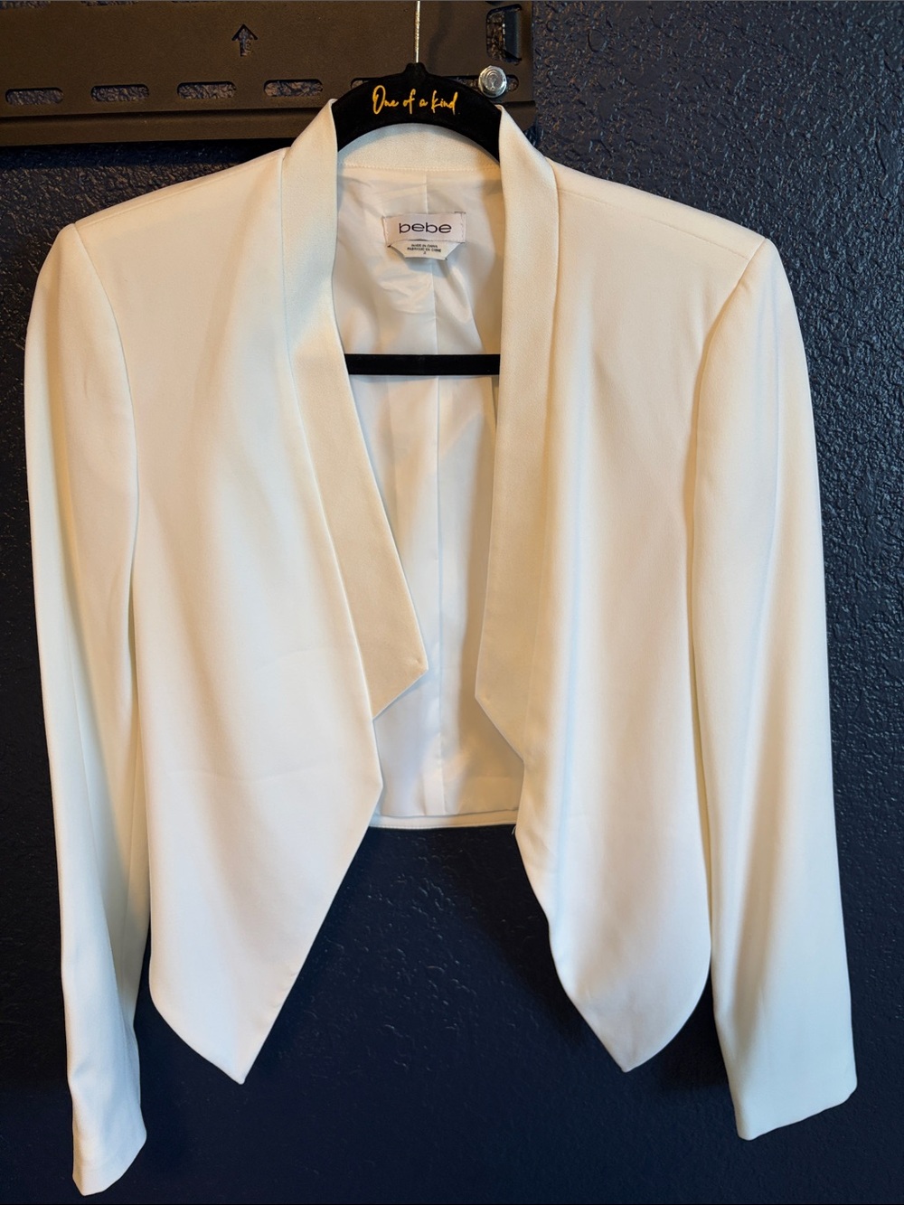 bebe Bright White Open-Front Cropped Blazer